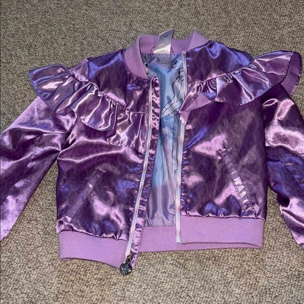 Purple Kids Jacket with Ruffle Detail